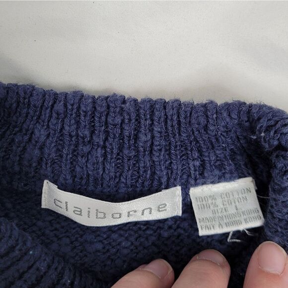 VINTAGE 90s argyle‎ sweater crew neck oversized dark academia L - Picture 4 of 6